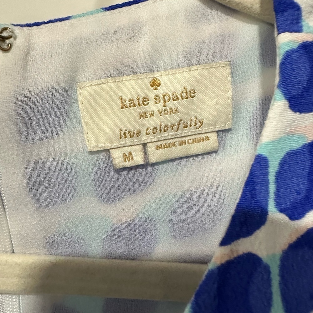 Kate Spade New York Island Stamp Double Layer Tank Top Blue White Medium - Picture 4 of 5
